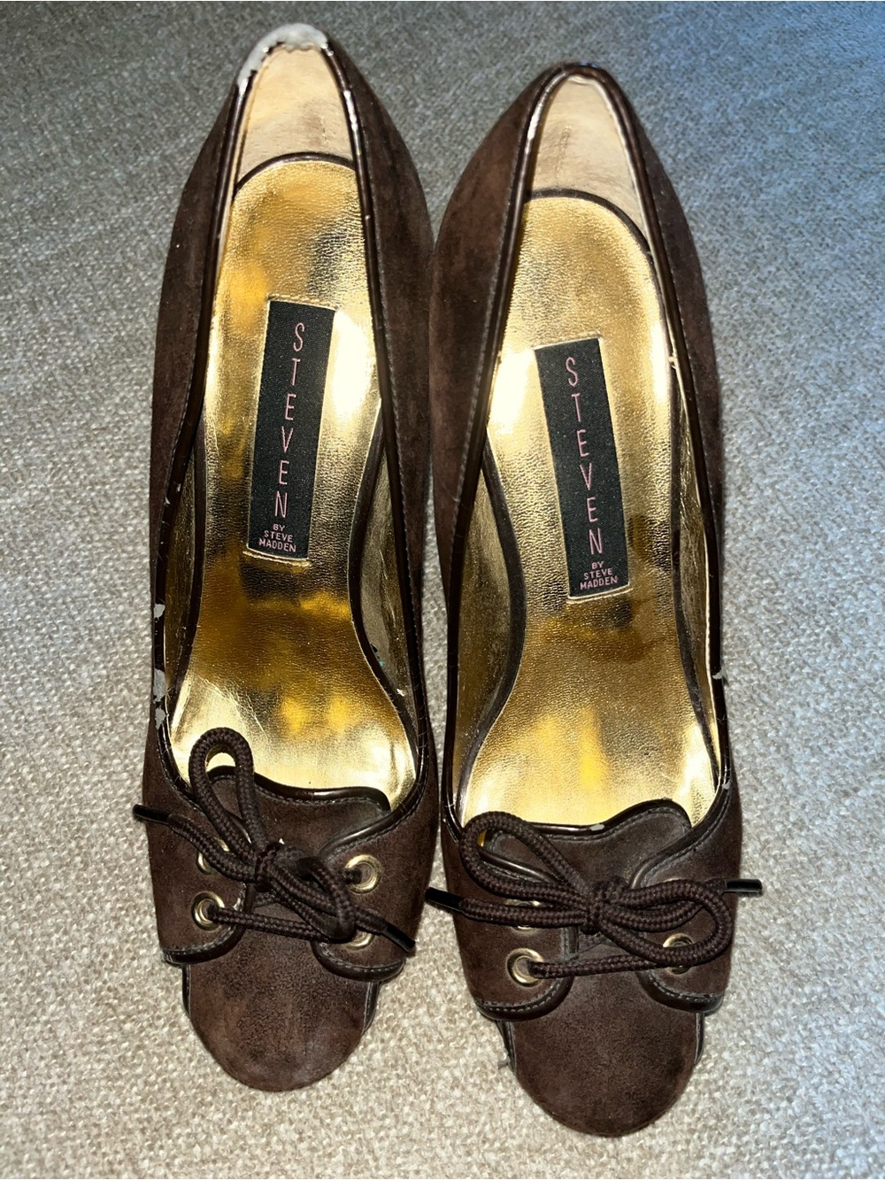 Steven By Steve Madden Dark Brown Suede Bow Pumps